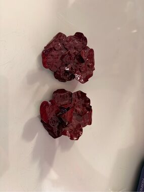Mango Deep Burgundy Floral Clip-On Earrings